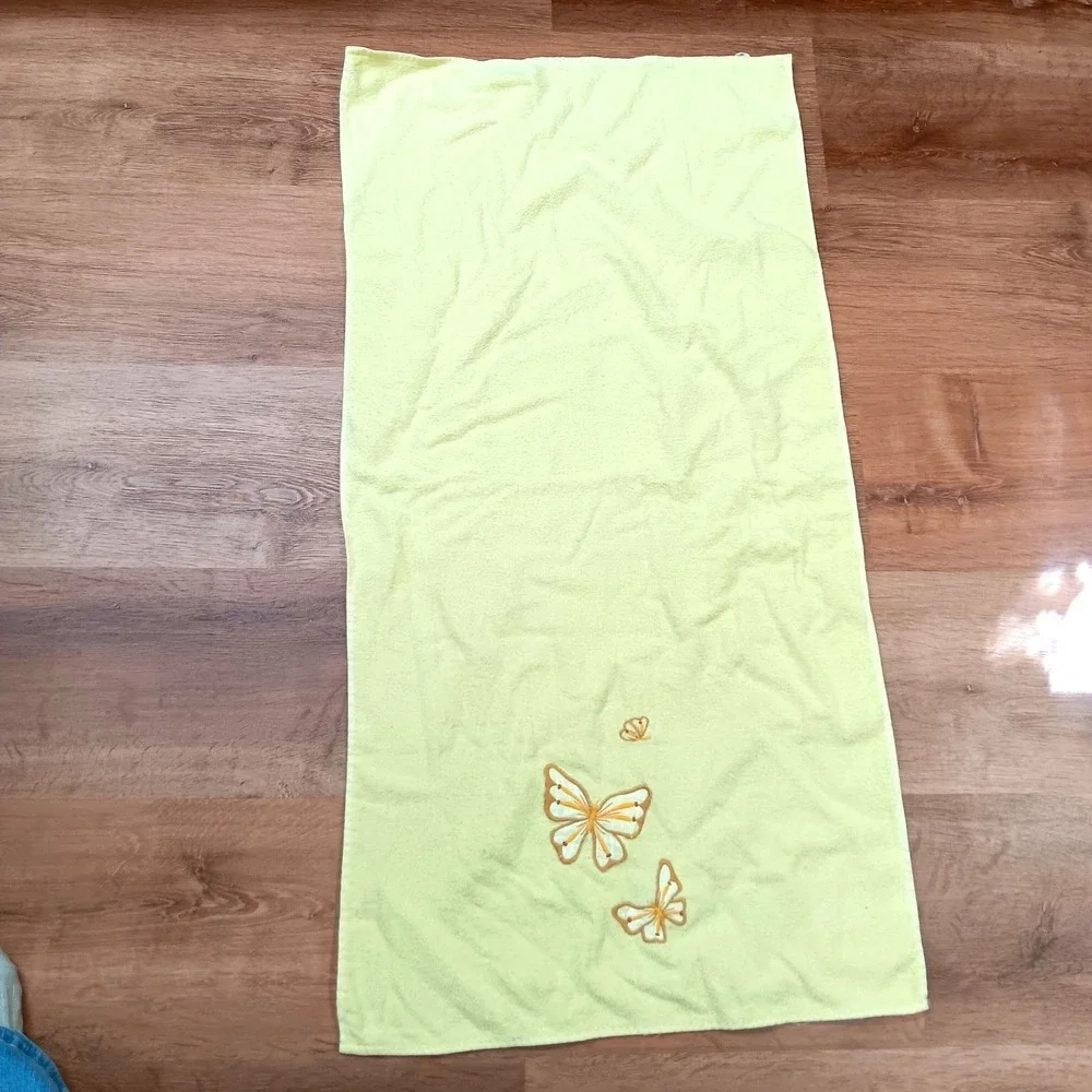 Vintage Yellow Butterfly CANNON Bathroom Towel Set 3 Pieces Made in USA Retro‎